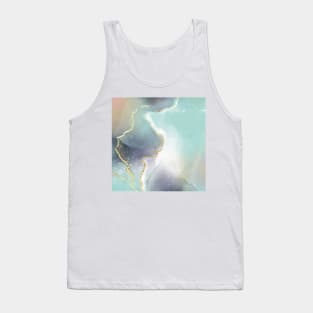 Trendy Blue watercolor modern art Blush Gold and Blue abstract Tank Top